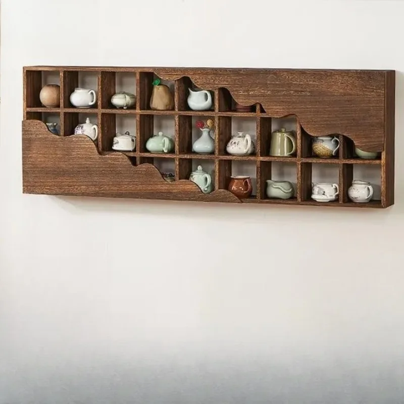 Хранение чайника из цельного дерева, подставка для чая, карбонизированный цвет 123*12*42 коллекция