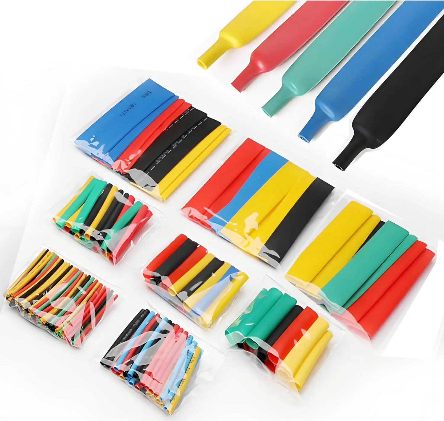 

Термоусадочная трубка 2:1 для обмотки электрического кабеля Ассортимент изоляционных термоусадочных трубок (5 цветов/8 размеров/164 шт.) Черный, R