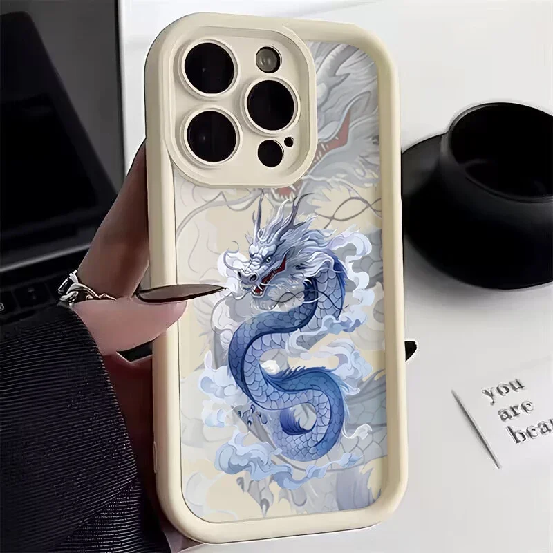 Illusory Color Chinese Dragon Silicone Phone Case For iPhone 15 Cases iPhone 14 13 12 11 Pro Max XS X XR 7 8 Plus 15 Soft Cover image 3