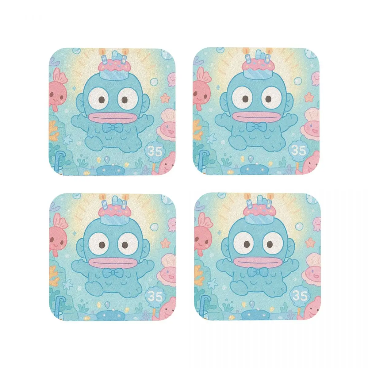 

Cute Hangyodon Birthday Party Underwater Coasters Kitchen Placemats Insulation Cup Coffee Mats For Decor Home Tableware Pads