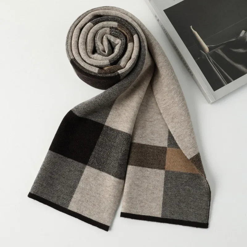 High Quality Pure 100% Wool Men Scarf Soft Warm Cashmere Muffler Male Autumn Winter Shawl Business Scarf Chrismas Gift Boy