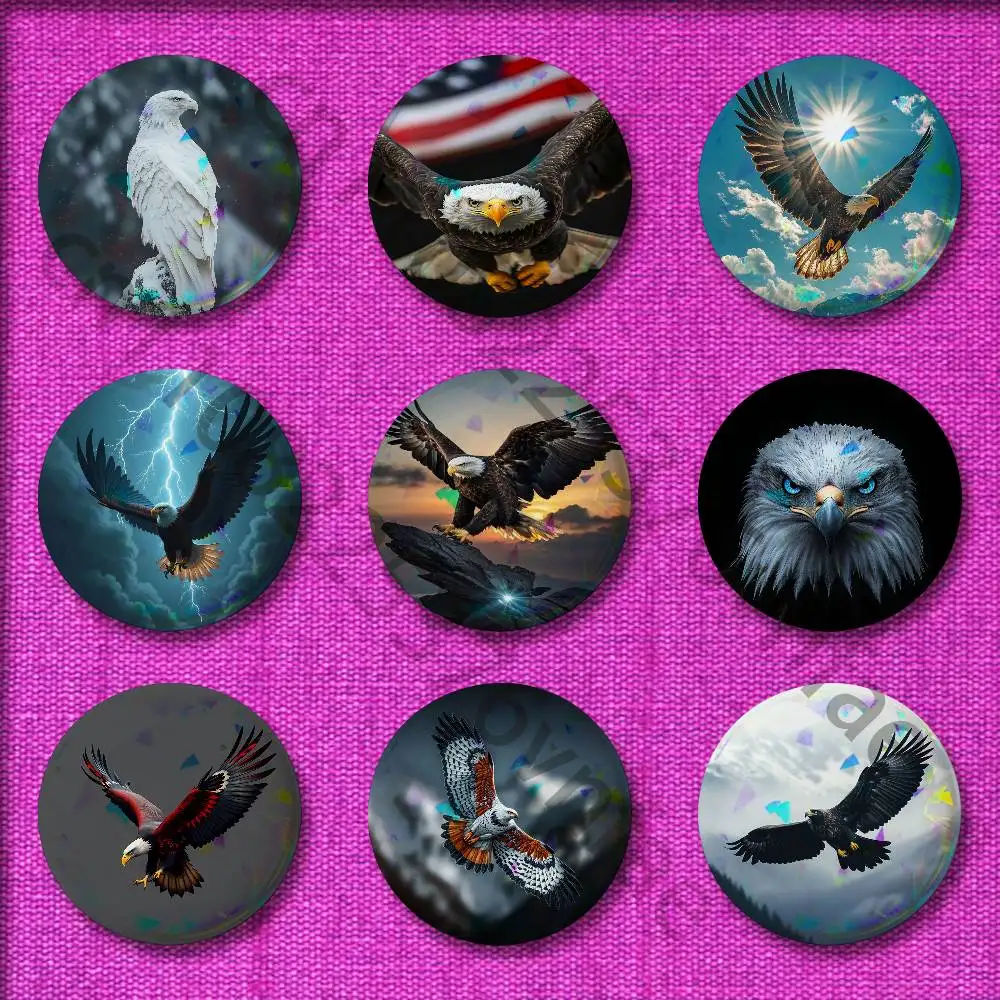 

Eagle Hawk Falcon Bird Badge For 44mm 25mm 32mm 75mm 58mm Round Pin Brooch Insignia Case Clothes