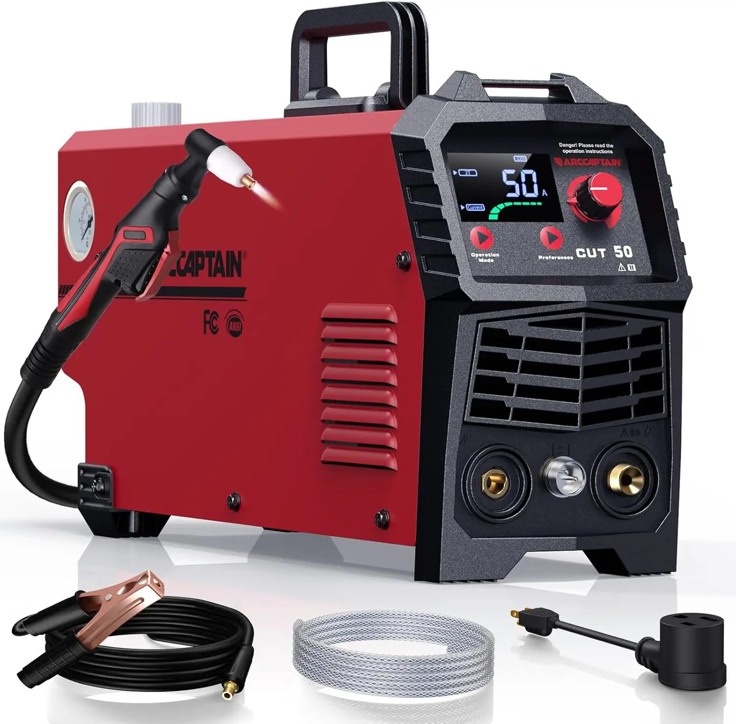 

ARCCAPTAIN CUT50 50A 110/220V Dual Voltage Inverter IGBT 1/2 Inch Clean Cut 2T/4T Beginners DIY Plasma Cutter Machine