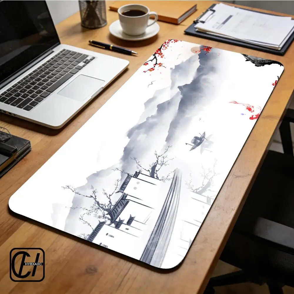 

Landscape ink painting Mouse Pad Desk Mouse Pad Cute HD Desk Pad Extended Gaming Keyboard Mats Large XXL Gamer Mousepad 90x40