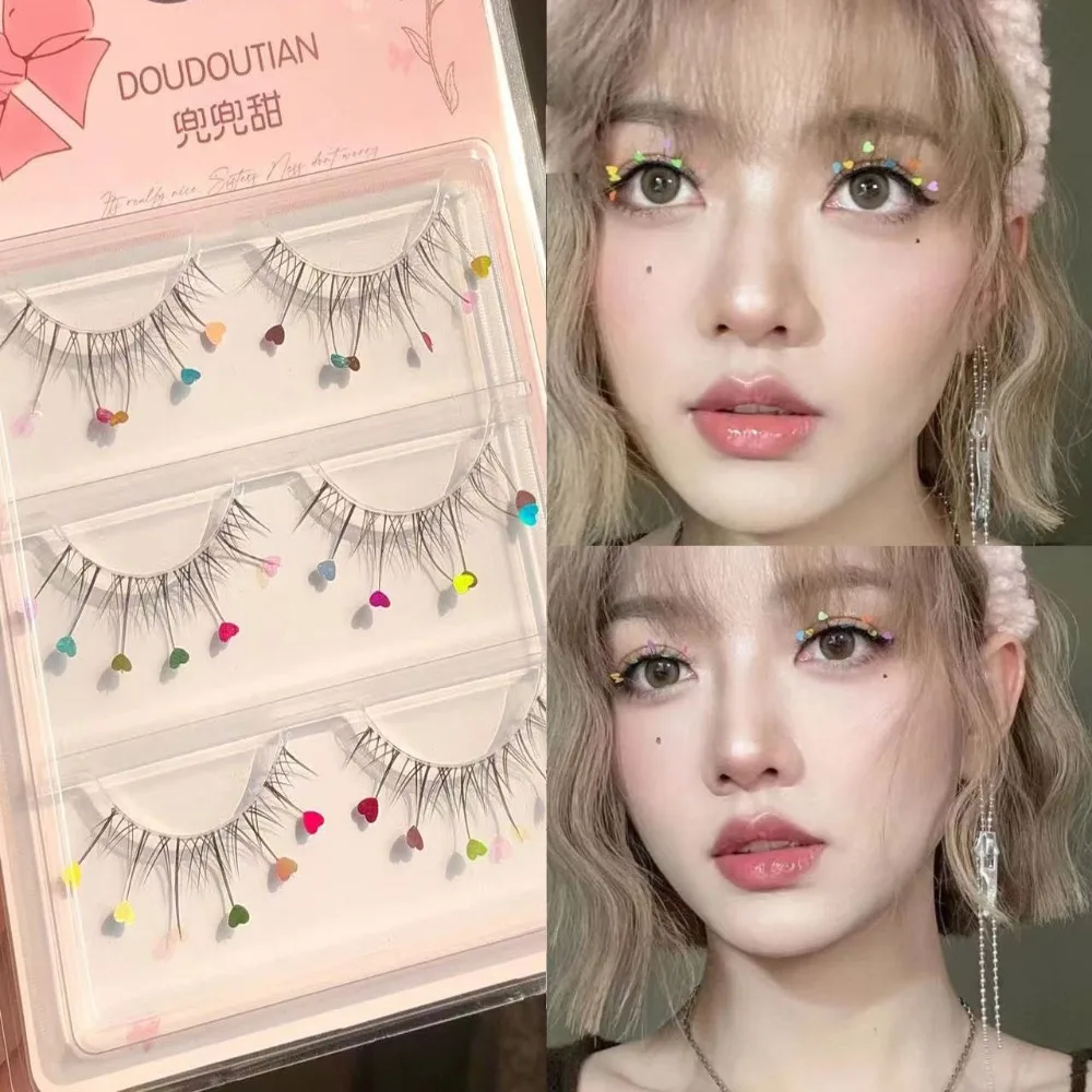 

Fluffy Glitter Eye Eyelashes Lashes Extension Comics Cosplay Colorful False Eyelashes Natural One-Piece 3D Curled Lashes