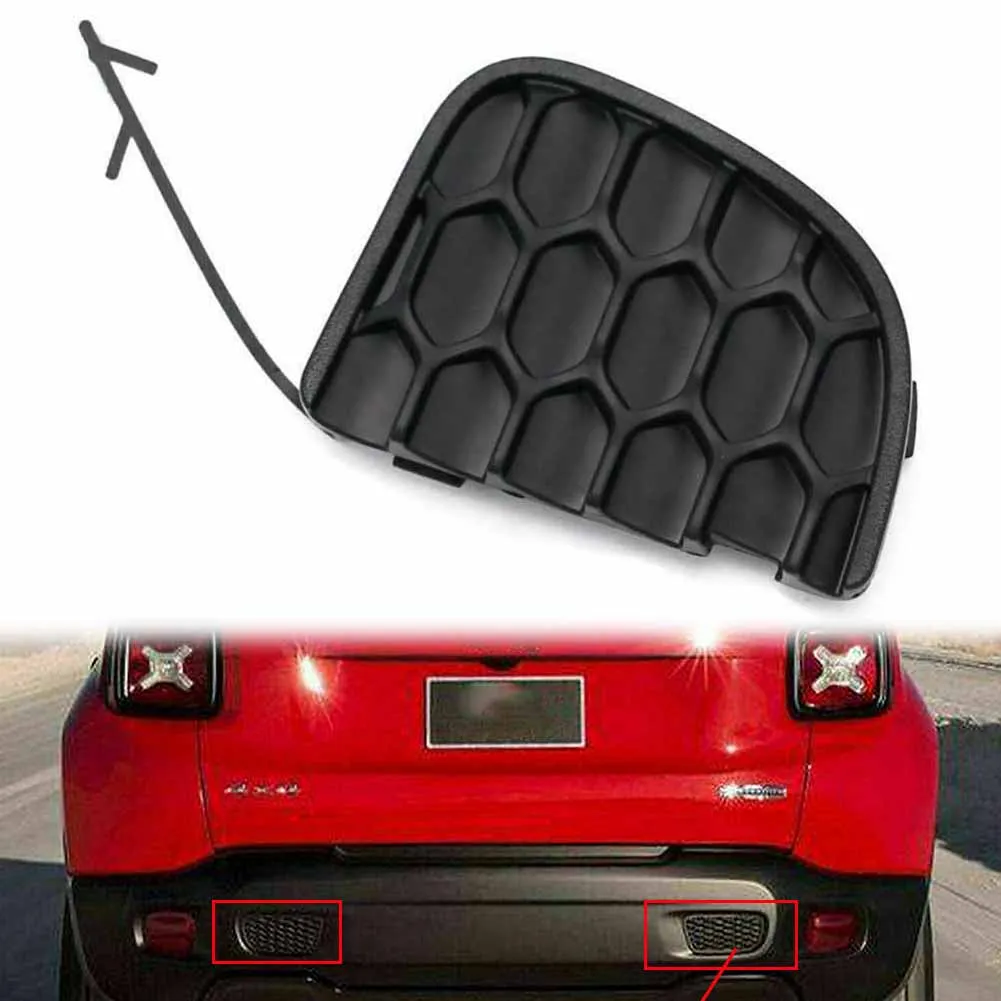 Black Auto Rear Bumper Tow Hook Eye Cap Cover 5VW91LXHAA For Jeep Renegade 2015 2016 2017 2018 2019 2020