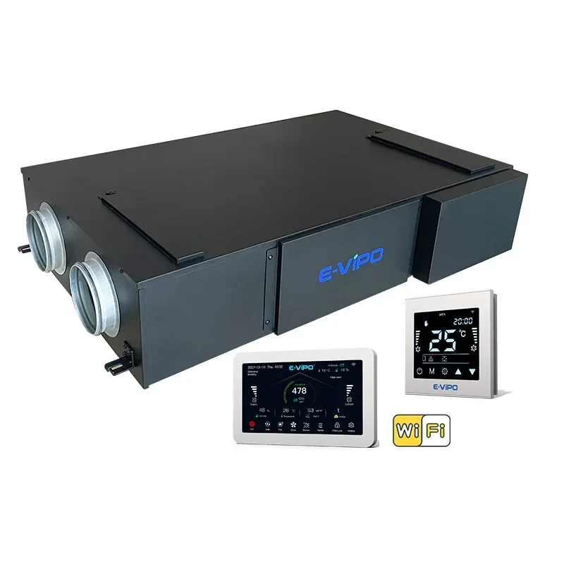 

E-VIPO Hvac Ventilation System Heat Energy Recovery Roof Air Vetilator Ceiling HRV Ventilation Summer Bypass Heat Exchanger
