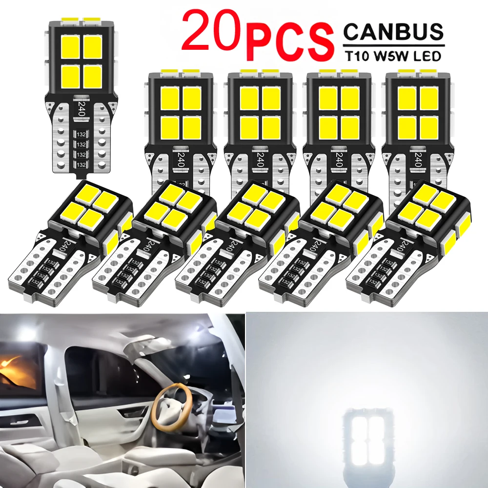 

AUXITO 10/20 шт. T10 W5W 194 501 Светодиодный светильник Canbus без ошибок для салона автомобиля T10 LED 6000K Белый купол Дверь Багажник Лампа Авто Лампа