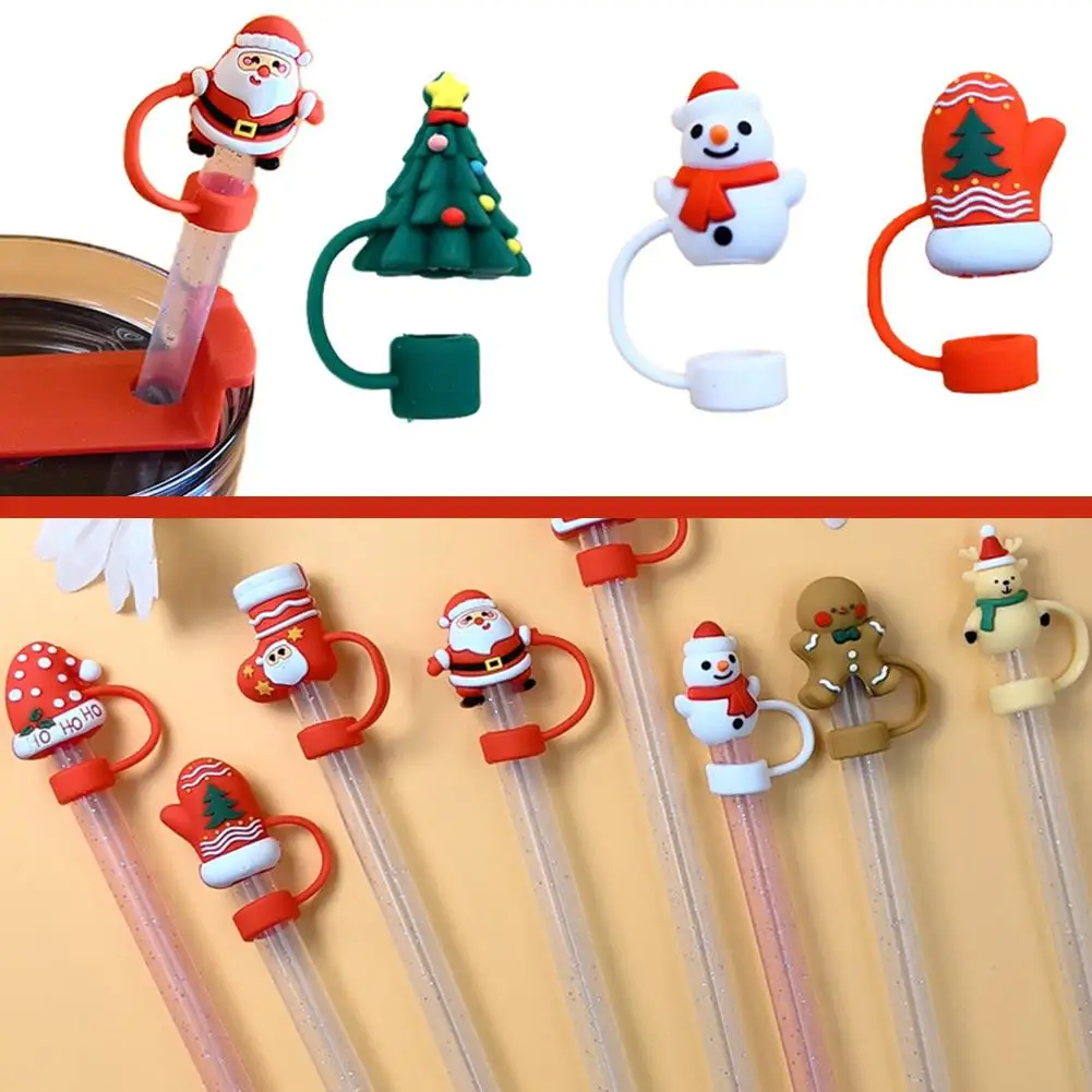 10mm Christmas Straw Cover Cap Dust-Proof Reusable Straw Tips Lids for Stanley Cup Straw Topper Compatible with 30&40 Oz Tu W4C4