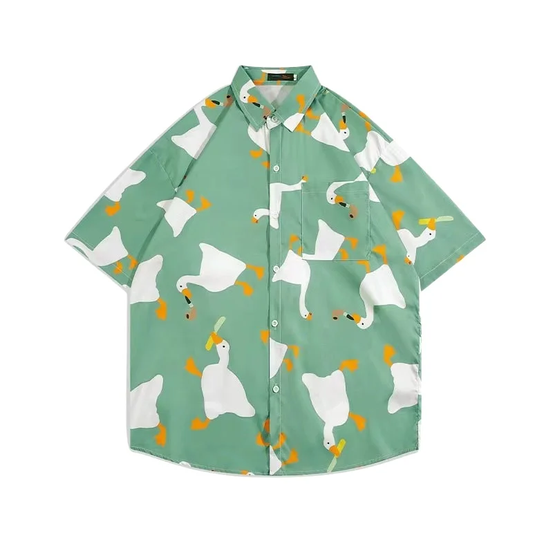 

Summer Beach Shirt Man Fashion Loose Casual Hansome Short Sleeve Floral Blouse Retro Seaside Vacation Hawaiian Shirt Printed