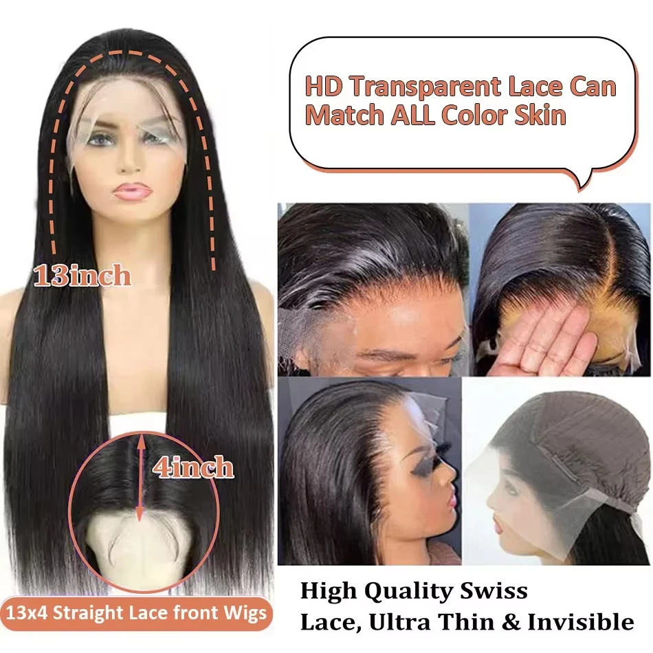30 40 Inch 13x6 Hd Lace Frontal Wig Human Hair Bone Straight Transparent Lace Human Hair Wigs HD 13x4 Lace Closure Wig For Women image 5