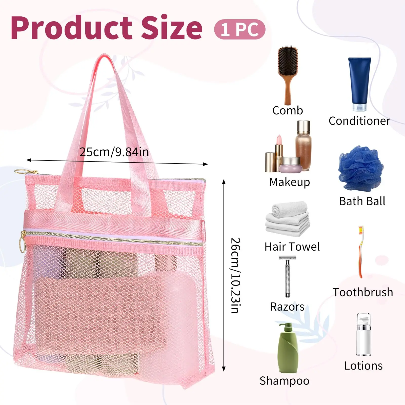 Portable Toiletry Storage Bags Mesh Travel Makeup Handbags Washing Body Shower Tools Organizer Hanging Cosmetic Organizer Pouch