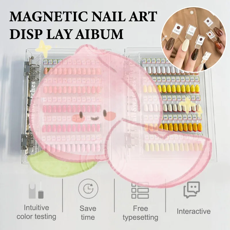 

120/180/240 Transparent Colors Magnetic Tips Nail Art Swatch Book Manicure Color Test Storage Book Large Acrylic Works Display