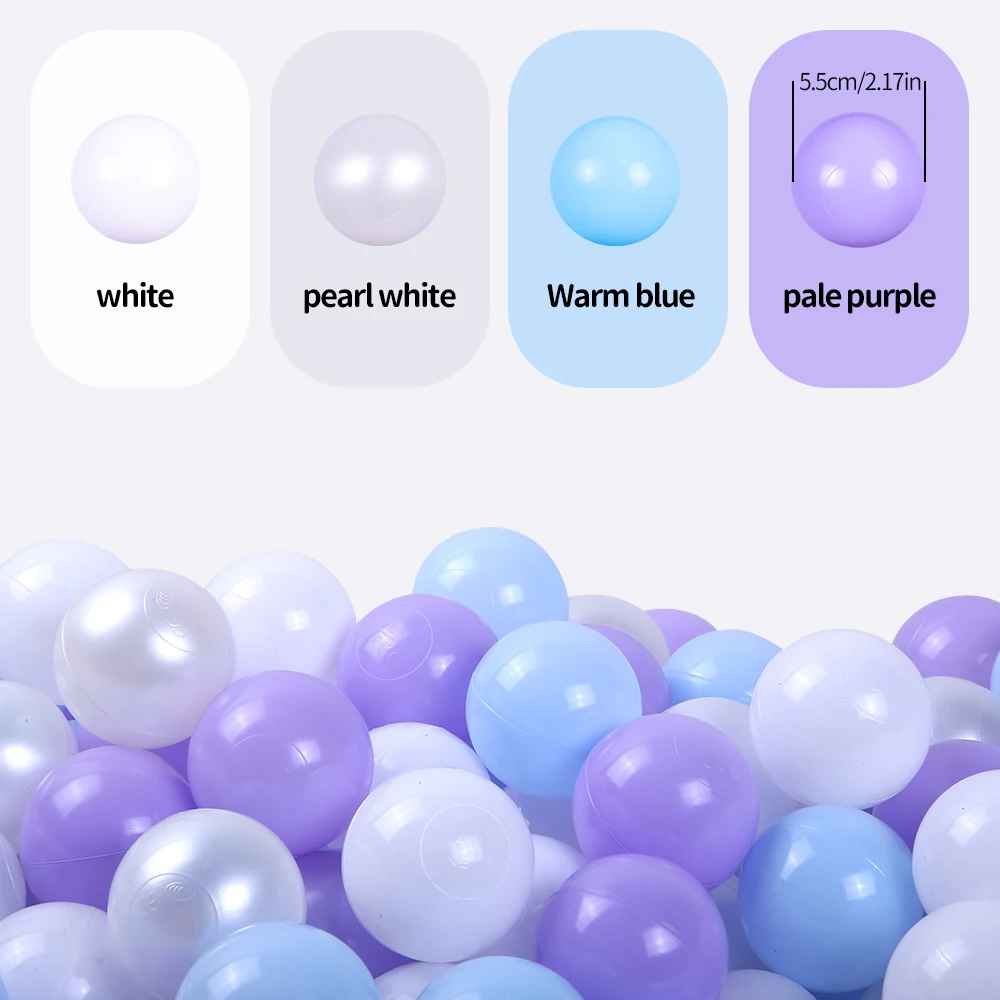 5.5CM 100pcs PE Ball Pit Balls Crush Proof Plastic Balls With Reusable Net Bag for Kids Activity Center Play House Toys