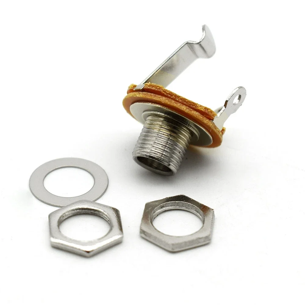 20pcs 6.35mm Jack 2-Conductor Switchcraft Mono Chassis Guitar Pickup Nickel Panel Jack Plug Input Output Guitar Parts