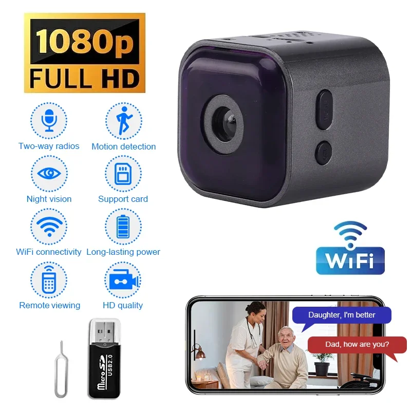 

1080P Mini Camera Remote Viewing With Infrared Night Vision WiFi Camera Motion Sensor Video Recorder Two-way Voice For Household