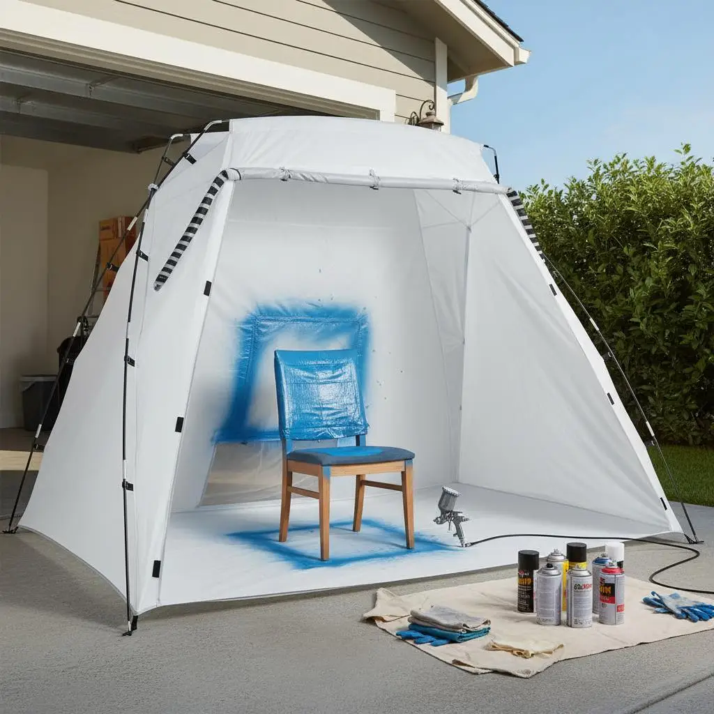 

Покрасочная станция 7.5x5.2x5.2 фута для покраски мебели, DIY-проектов, хобби и рукоделия, со встроенной напольной сетчатой вентиляционной решеткой