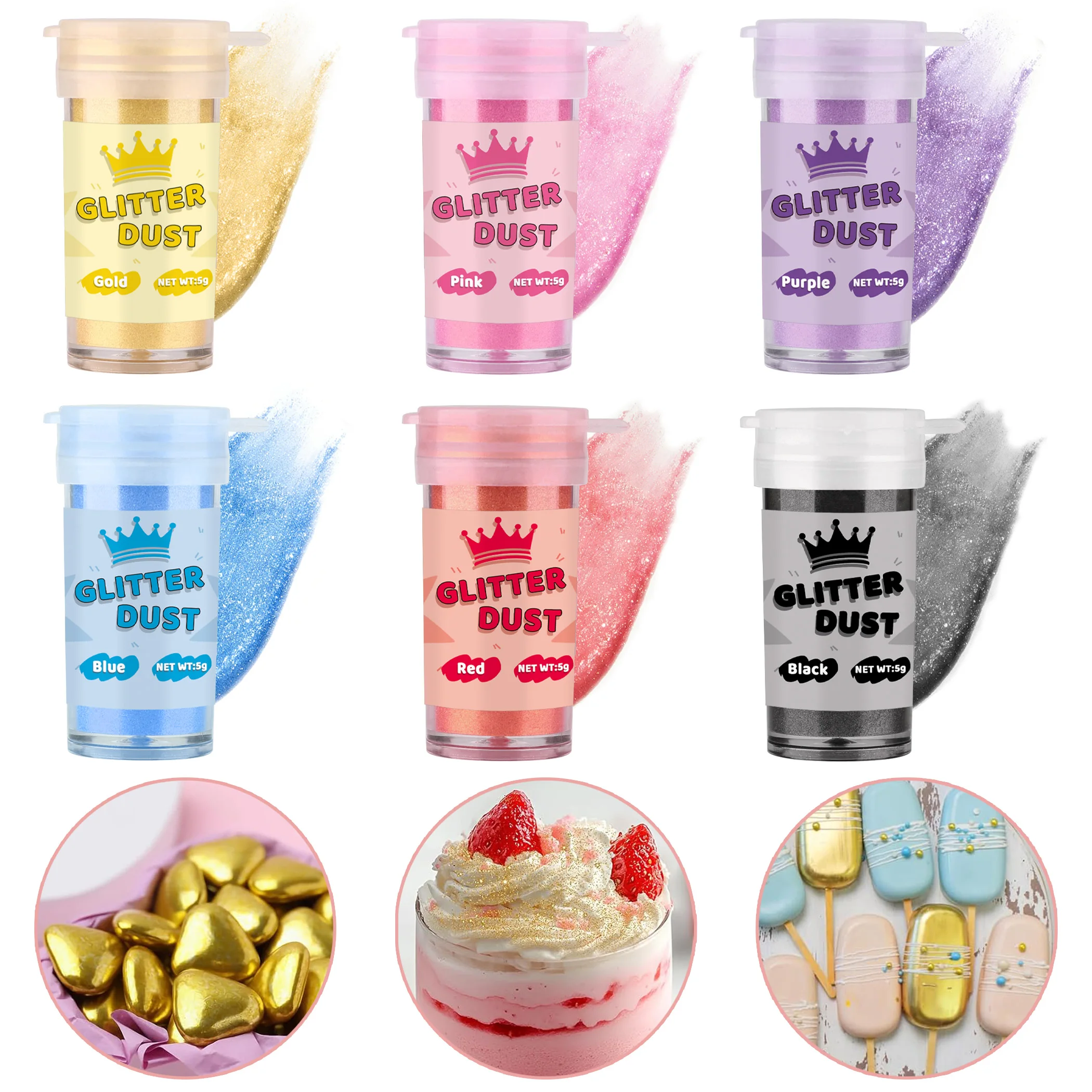 Aliexpress Dessert&Candy | Golden&Silver Glitter Sprinkle，Metallic Glimmer Powder-Premium Luster Dust for Cake Decorating,Drink Topping - Aliexpress Deal