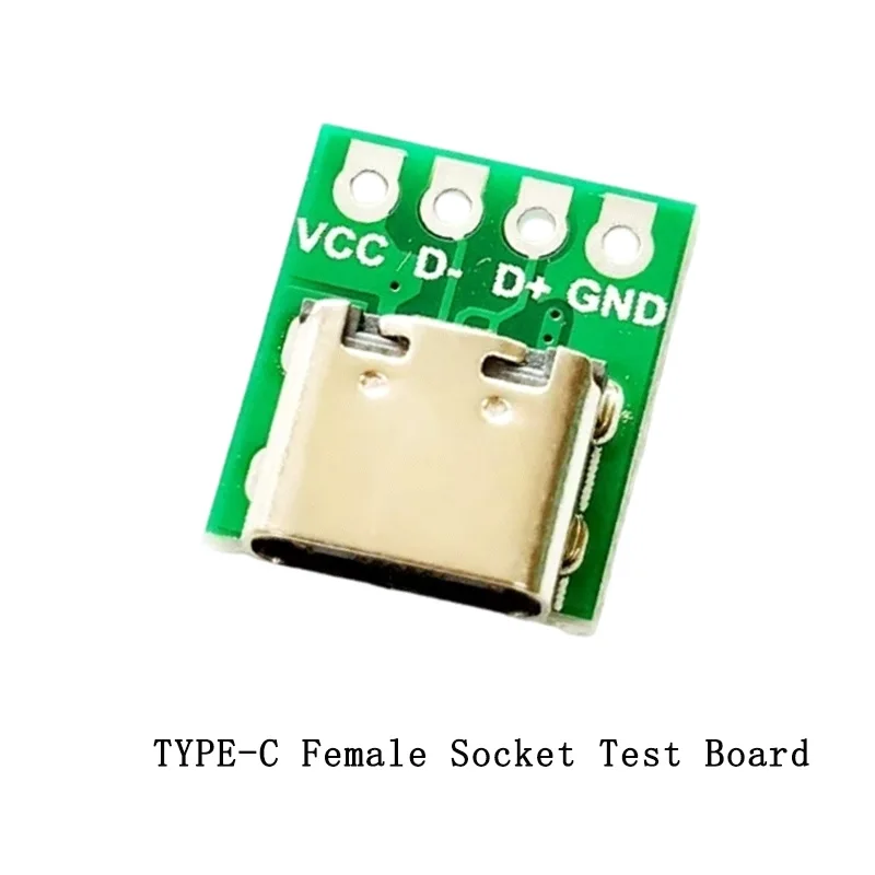5PCS TYPE-C Female Socket Test Board 4P Single-row XH2.54 Straight Bent Pin Header   Power Adapter Board PCB Connector DIY