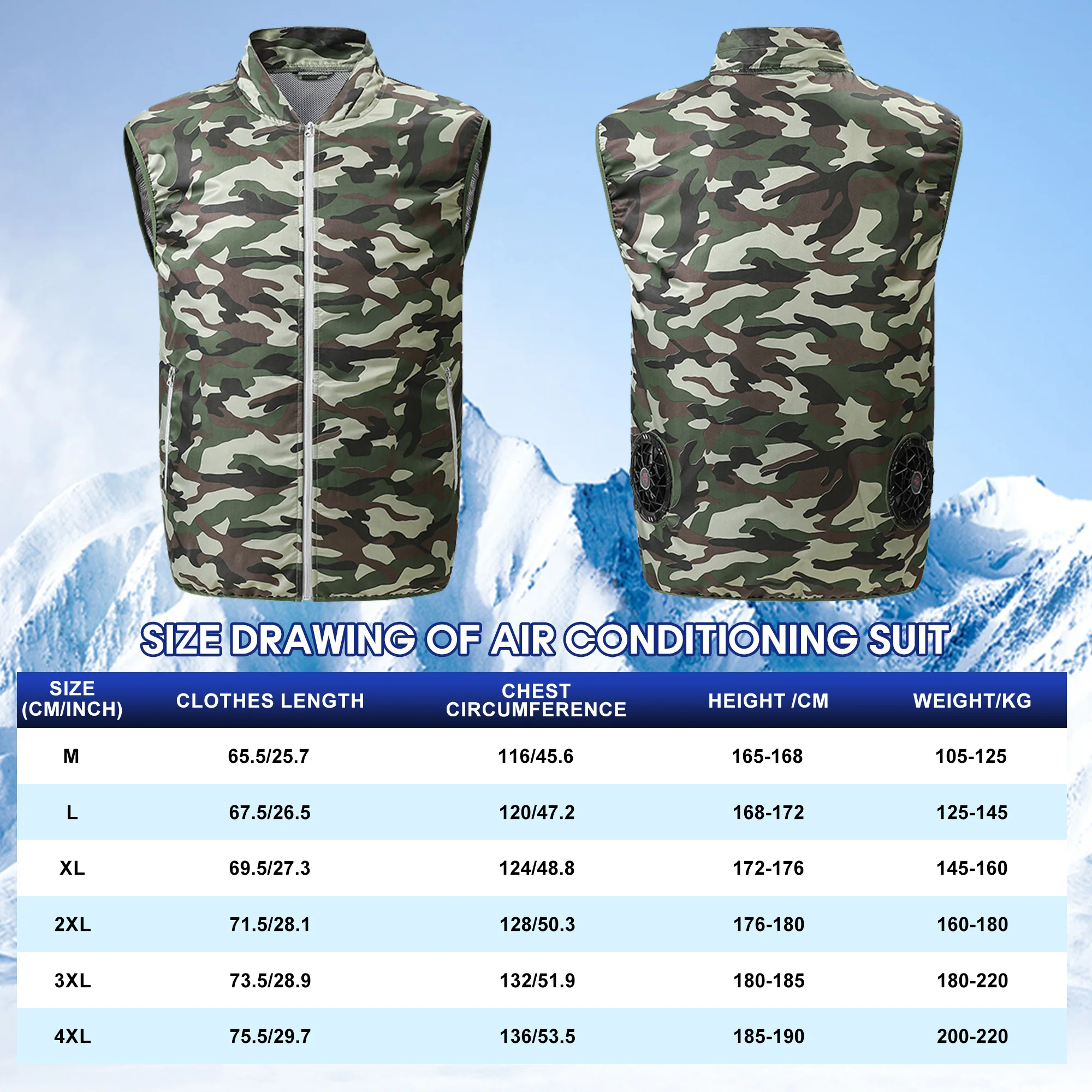 Fan Vest Cooling Electric fan vest Cool Vest Air-conditioned Clothes Hiking Cooling 13 Hours High Temperature Work Fishing Vest