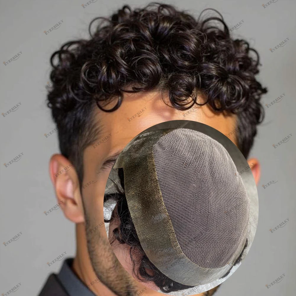 

Натуральный парик из 100% человеческих волос с линией роста волос из кружева и полиуретана, 18 мм, австралийский, для замещения волос при выпадении # 1B # Дышащая основа для мужских париков из кудрявых волос