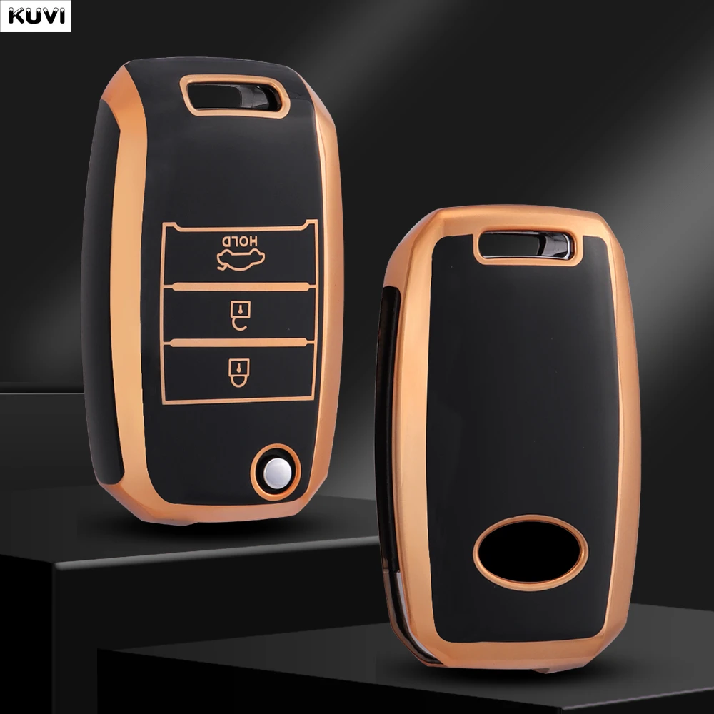 Kuvi TPU funda para llave con tapa de coche carcasa para KIA RIO 3 K2 K3 K4 K5 Sportege Picanto Optima Soul Ceed Sorento Forte Stinger Cerato