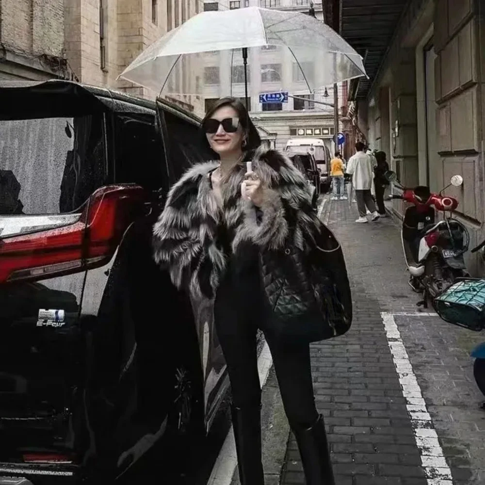 

Winter Clothing Real Fur Jacket New Hot Selling Women's Fur Coat Pure Natural Fox Fur Fashion Short Round Neck Long Sleeve Warm