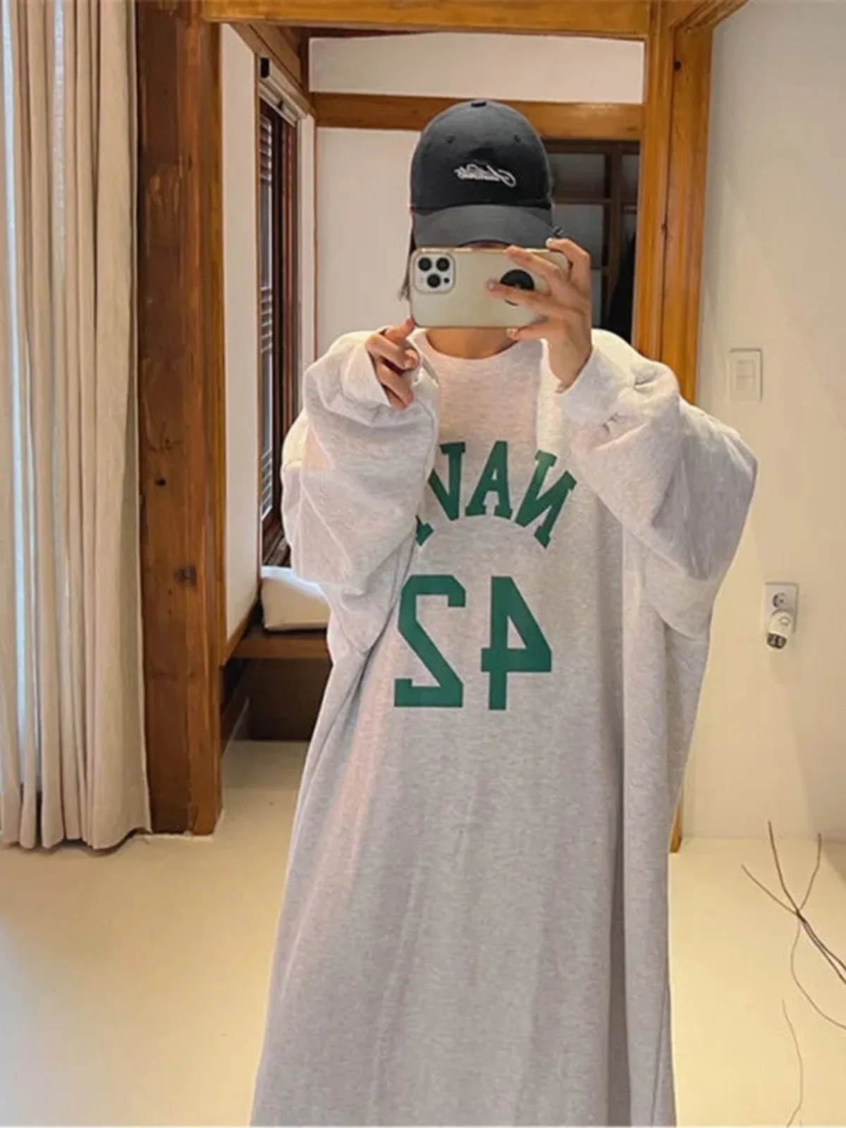 Plus Size Casual Long Sve Hoodie Dr Damen Plus Size 300 Pou Loose Abnehmen Herbst Freizeit Dr Korean Sle A-Lin...