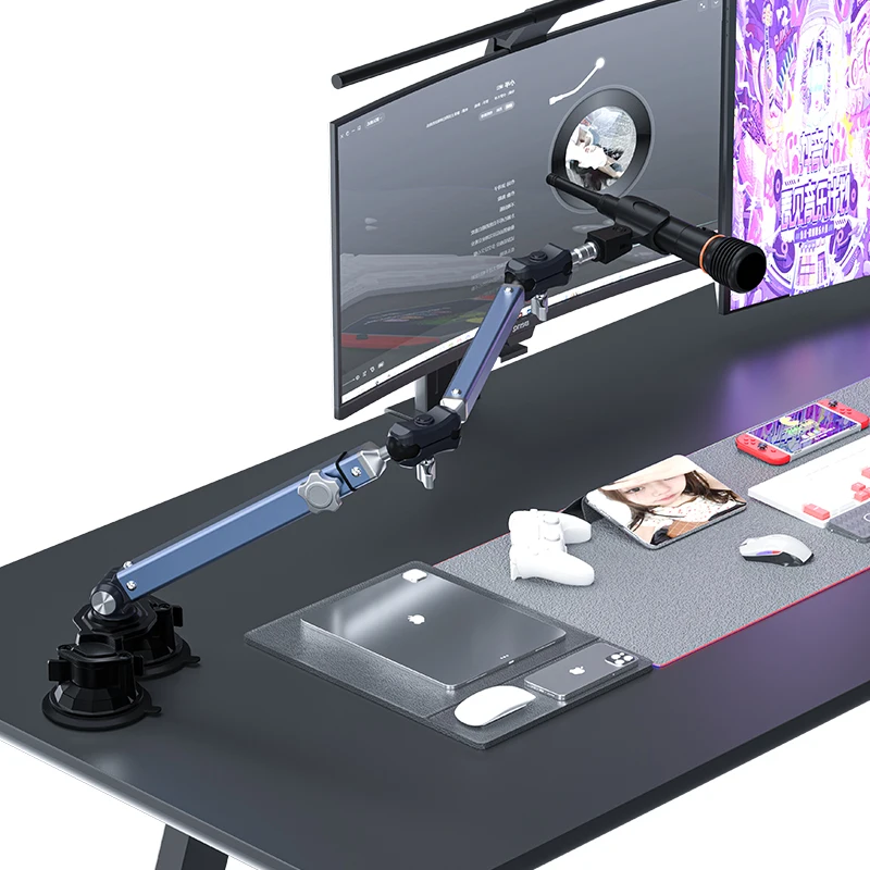 Regulowany statyw mikrofonowy Lanparte z przyssawką, zarządzaniem kablami/mocowaniem na biurko, ramieniem zawieszeniowym do K688 Ampligame AM8-BM — zdjęcie produktu 6