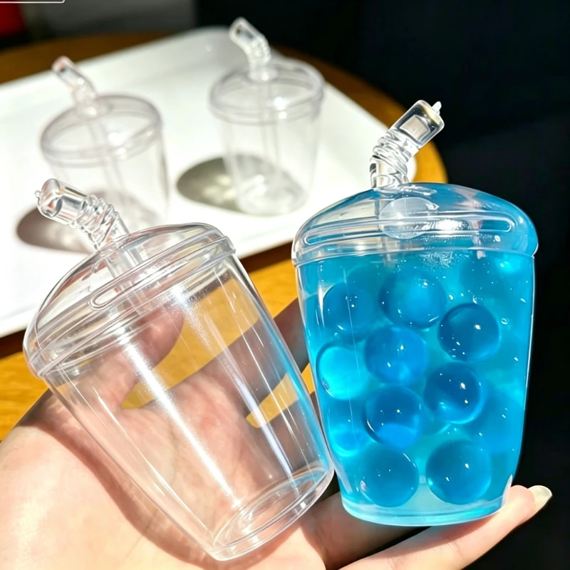 DIY Beverage Cup Shaped Stress Relief Transparent Hollow Stress Ball Squeezable Shell Mold Suitable for Office Home Relaxation