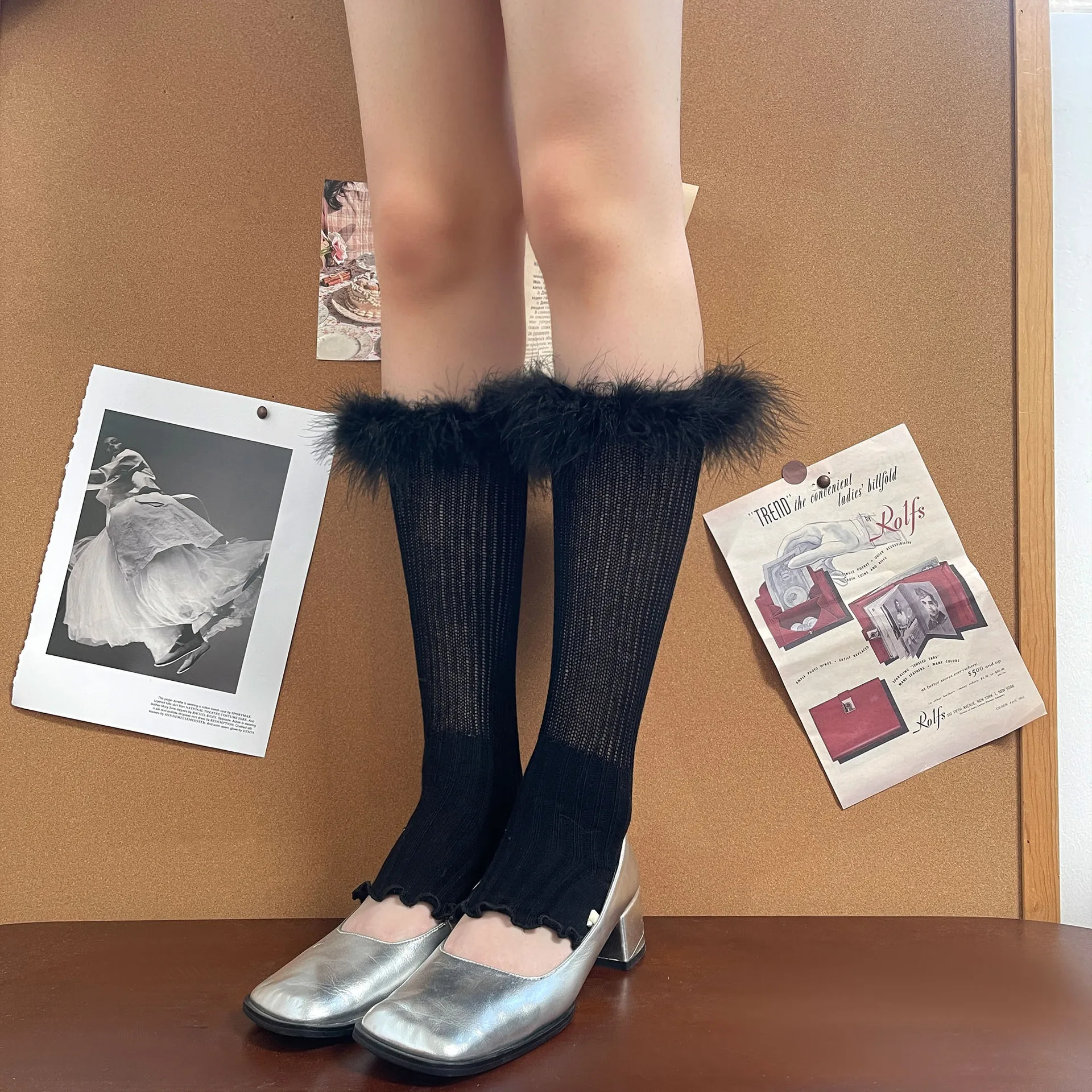millennium-hot-girl-y2k-feather-girls-footed-socks-autumn-ruffled-korean-ins-slouch-socks-daily-date-dress-matching-socks