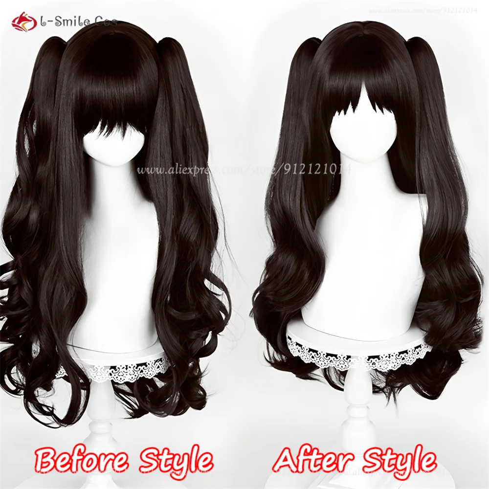 Fate Tohsaka Rin Cosplay Wig 82cm Black Cruly Ponytail Wigs For Women Cosplay Anime Wig Heat Resistant Synthetic Hair Halloween - view 3