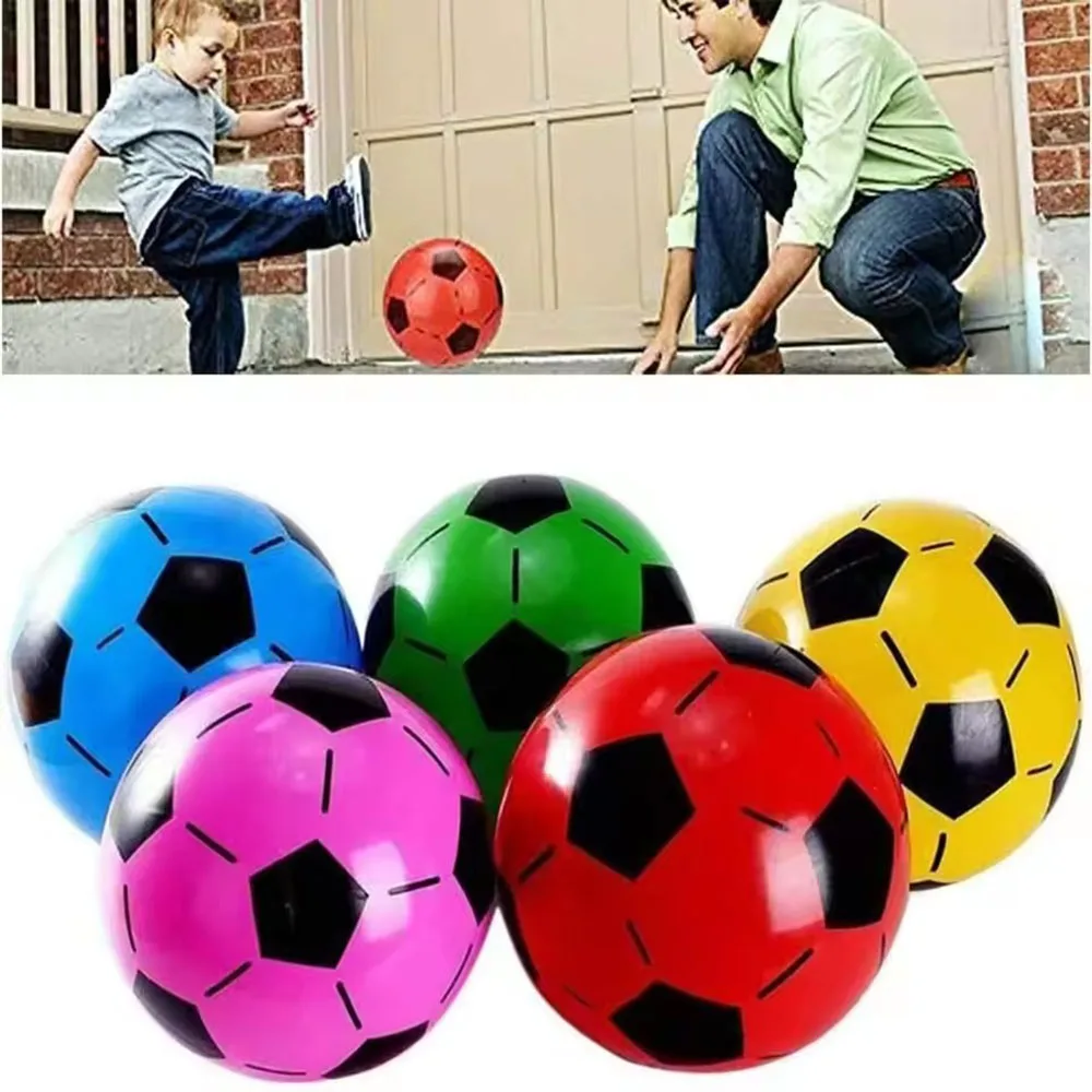 PVC Inflatable Football 1Pcs Elastic Rubber Beach Ball For Children Sports Games Play Random Color Outdoor Fun Toy