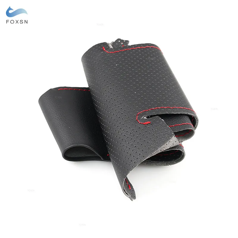Hand Braid on Steering Wheel For Honda Fit Jazz City 2009 - 11 12 2013 Insight 2010-2014 Car Steering Wheel Cover Leather Trim