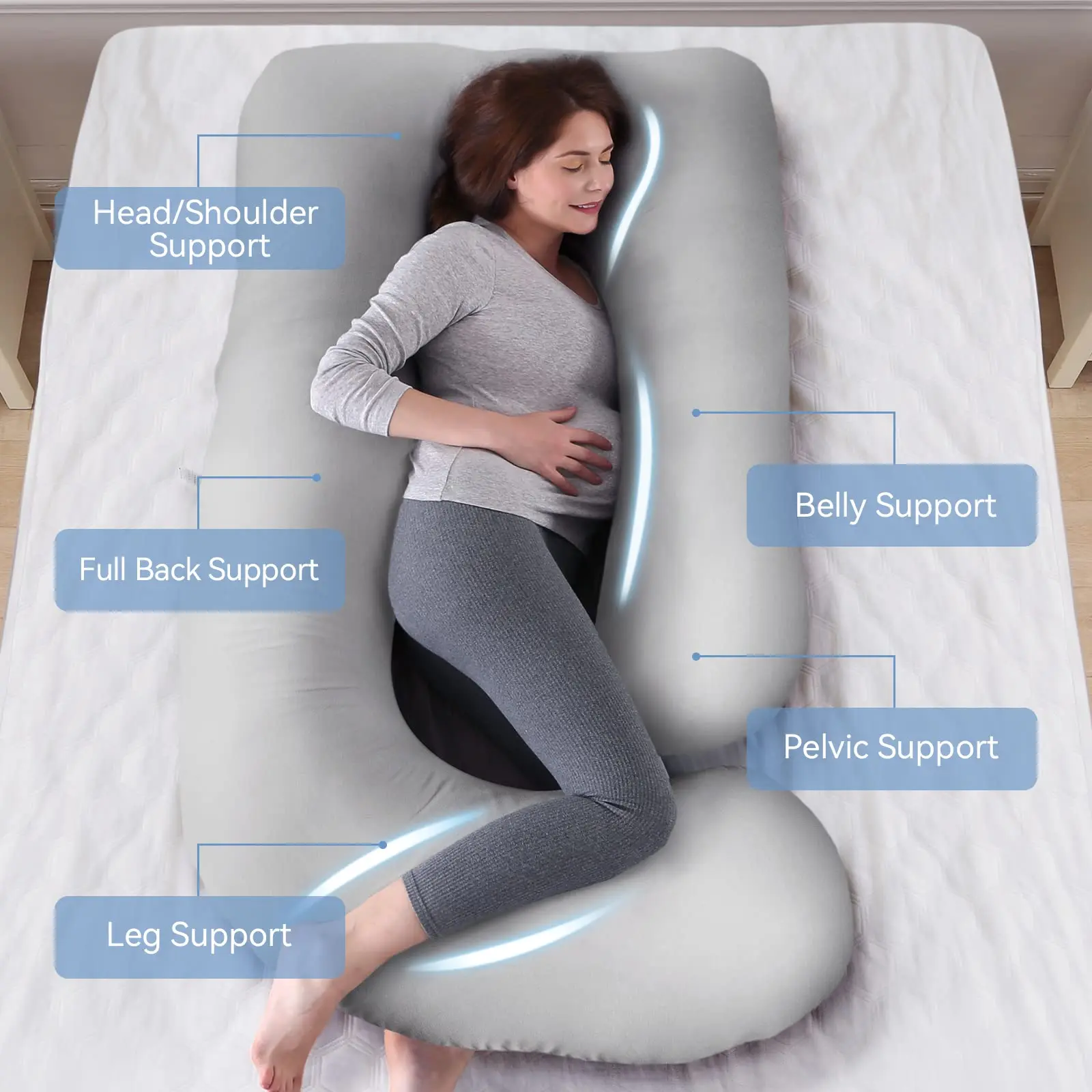 2022 New U Shaped Full Body Maternity Pillow with Removable Cover  Support for Back  Legs Belly Hips  Pillows