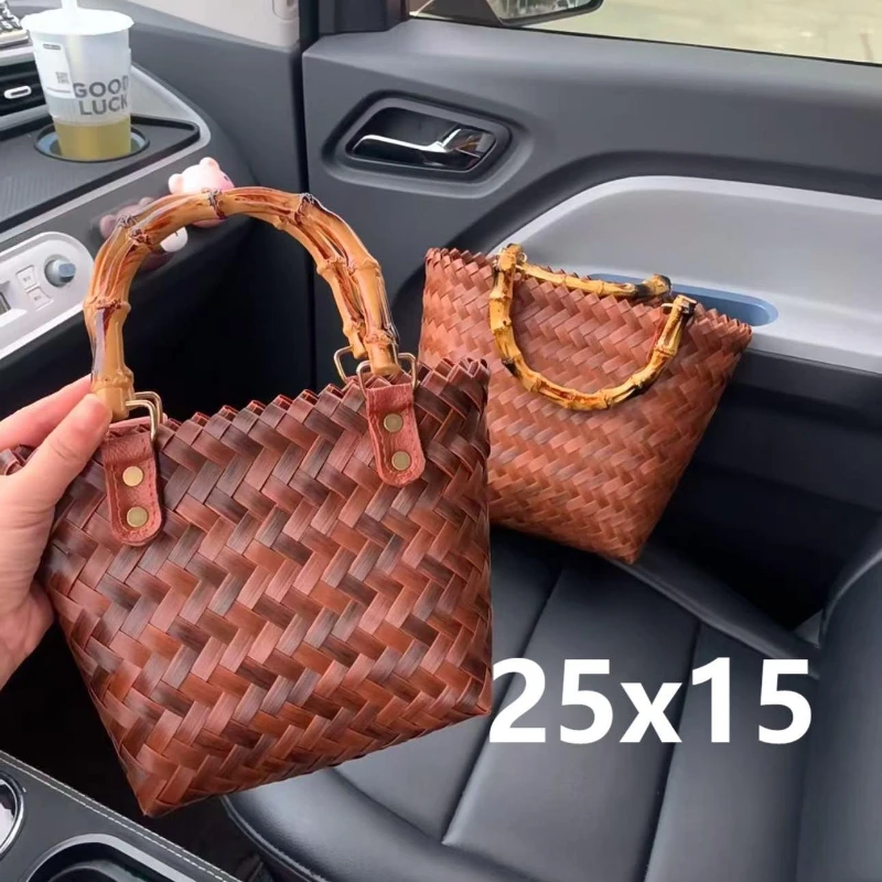 New Imitation Rattan Women Small Imitation Bamboo Knot Fashion Top Handbag Western Style Ladies Package Retro Niche Leisure Bag