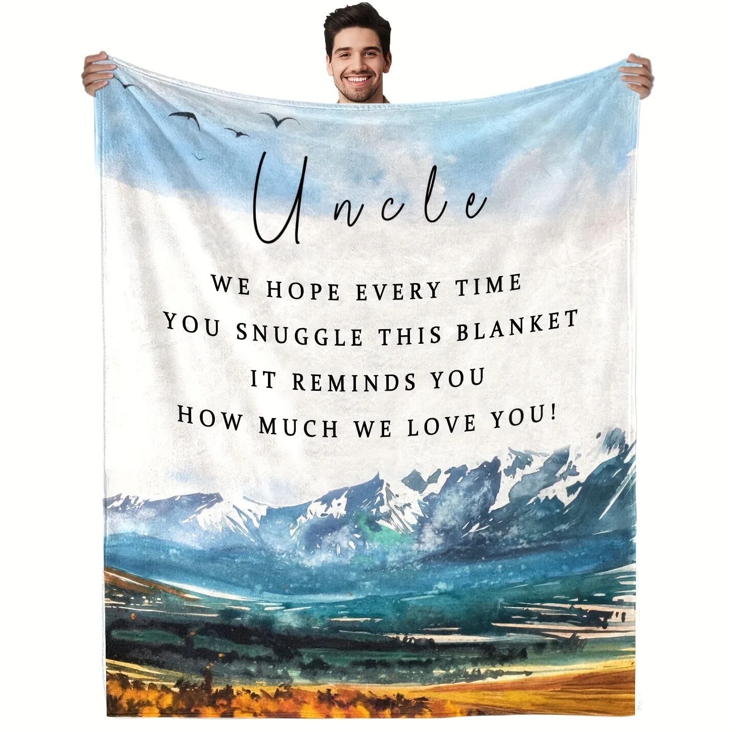 Cozy Flannel Throw Blanket for Uncle Perfect Christmas Thanksgiving Gift, Soft Warm for Couch, Bed, Office, and Travel