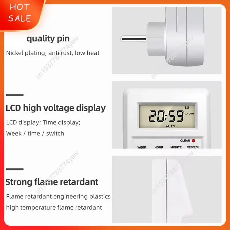 Digital Timer Socket Electronic Timing Switch 24H Kitchen Timer Outlet Programmable Socket EU Plug A62X