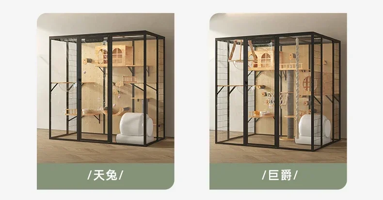 Simple Retro Super Large Panoramic Glass Indoor Cat House Pet Luxury House