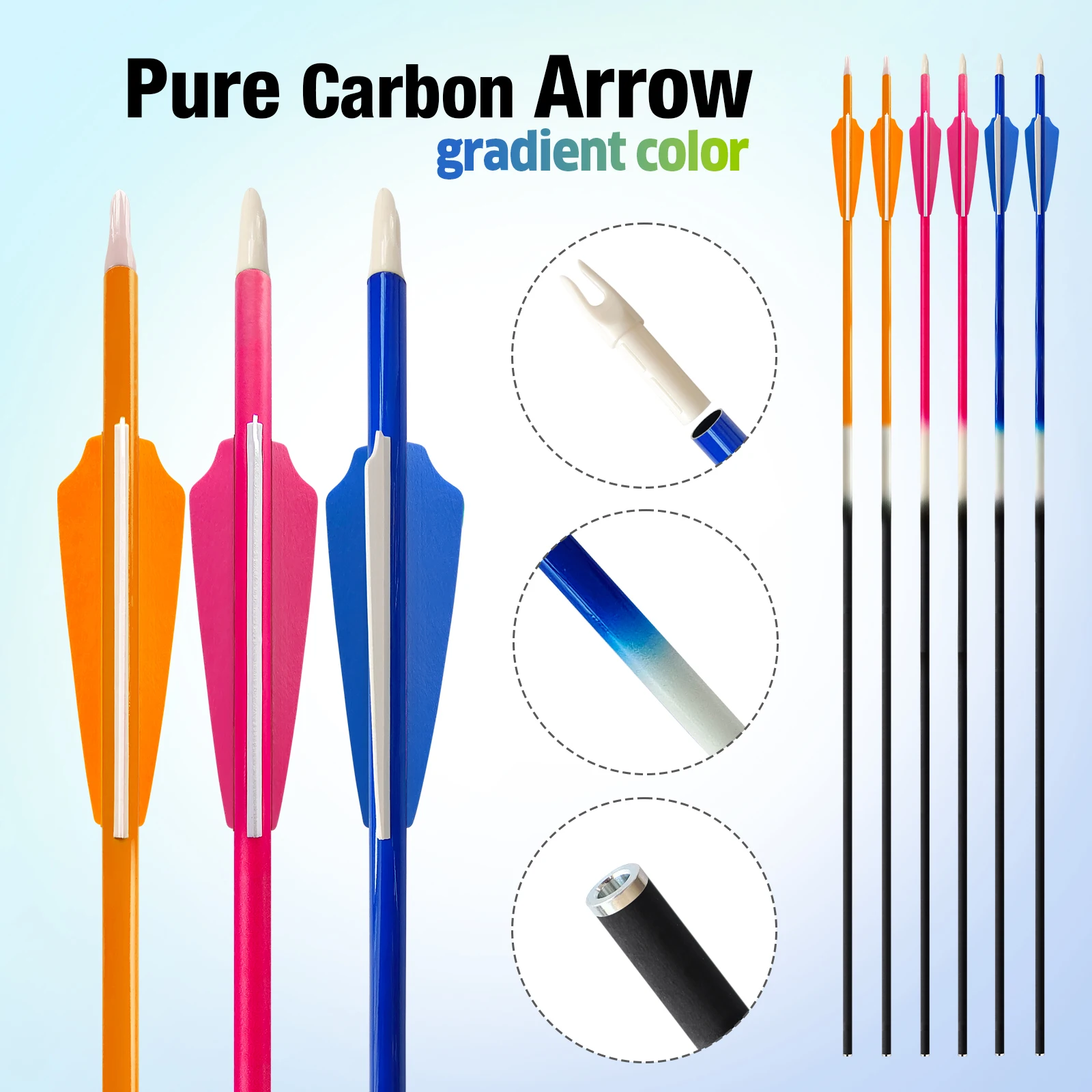 

Новинка 2023 года, 6 шт., ID6,2 мм, стрелы для стрельбы из лука для охоты, стрельбы из чистого углерода, древки для стрел, оборудование для стрельбы из лука