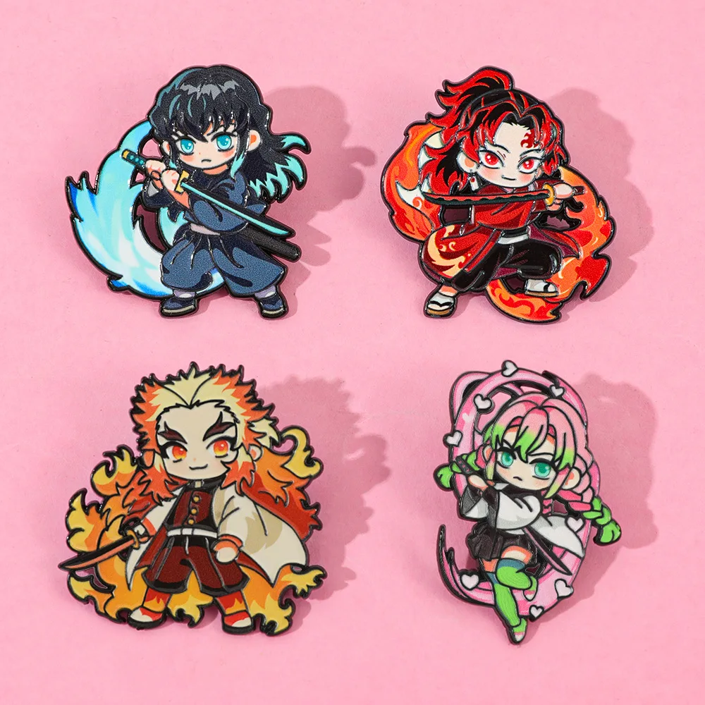 Japanische Anime-Themen-Emaille-Pins, Niedliche Krieger-Charaktere, Legierungs-Brosche für Rucksack, Jacke, Kleidung, Dekorations-Accessoire