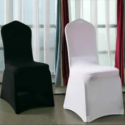 5pcs White or Black Universal Chair Covers Stretch Spandex for Wedding Party Banquet Hotel Decor
