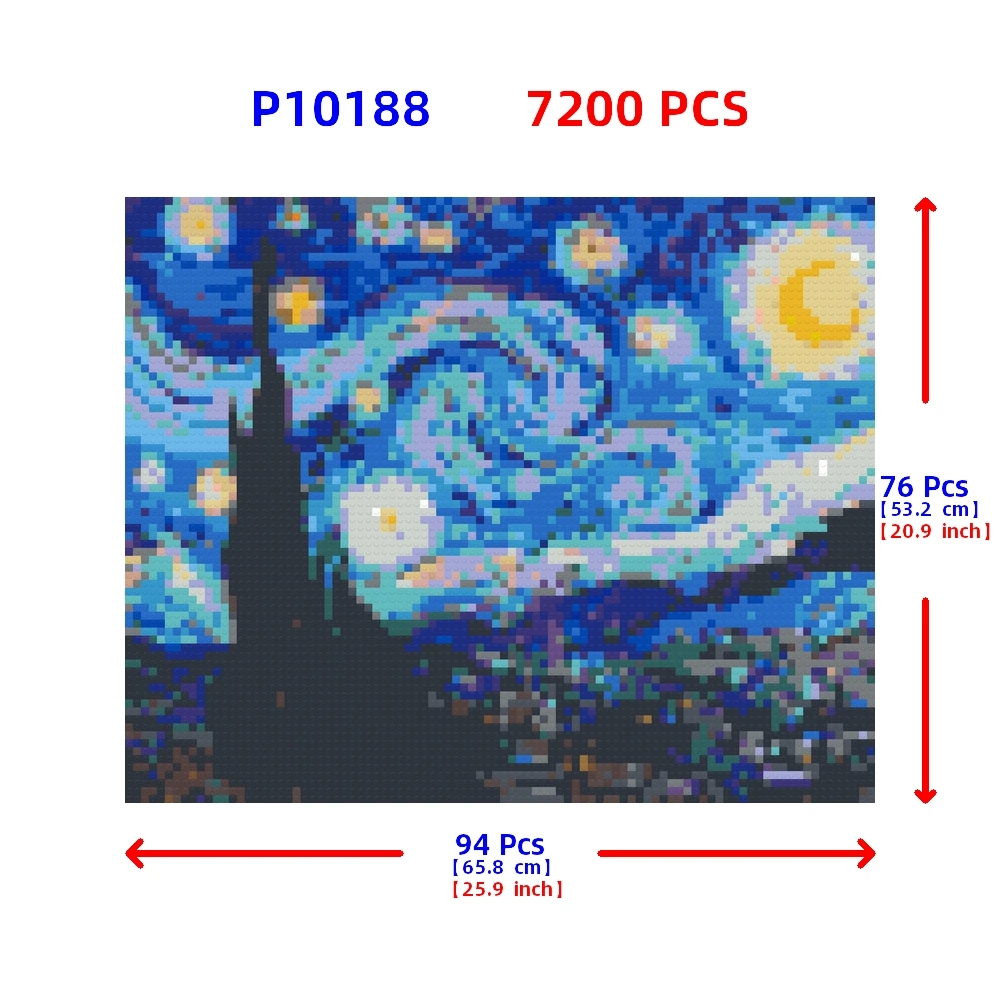 Diy Building Blocks World Famous Painting Night Sky With Bright Stars Mosaic Pixel Art Photo Custom Home Decoration Gift For All