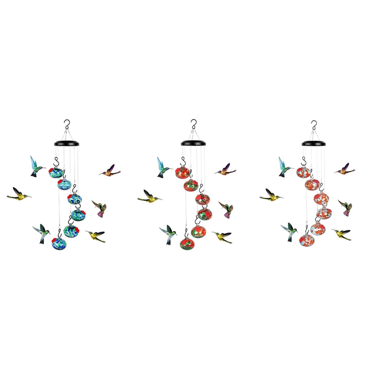 

3PCS Wind Chimes Bird Feeders for Outdoors Hanging Ant and Bee Proof,Never Leak,Perfect Garden Decor for Outside