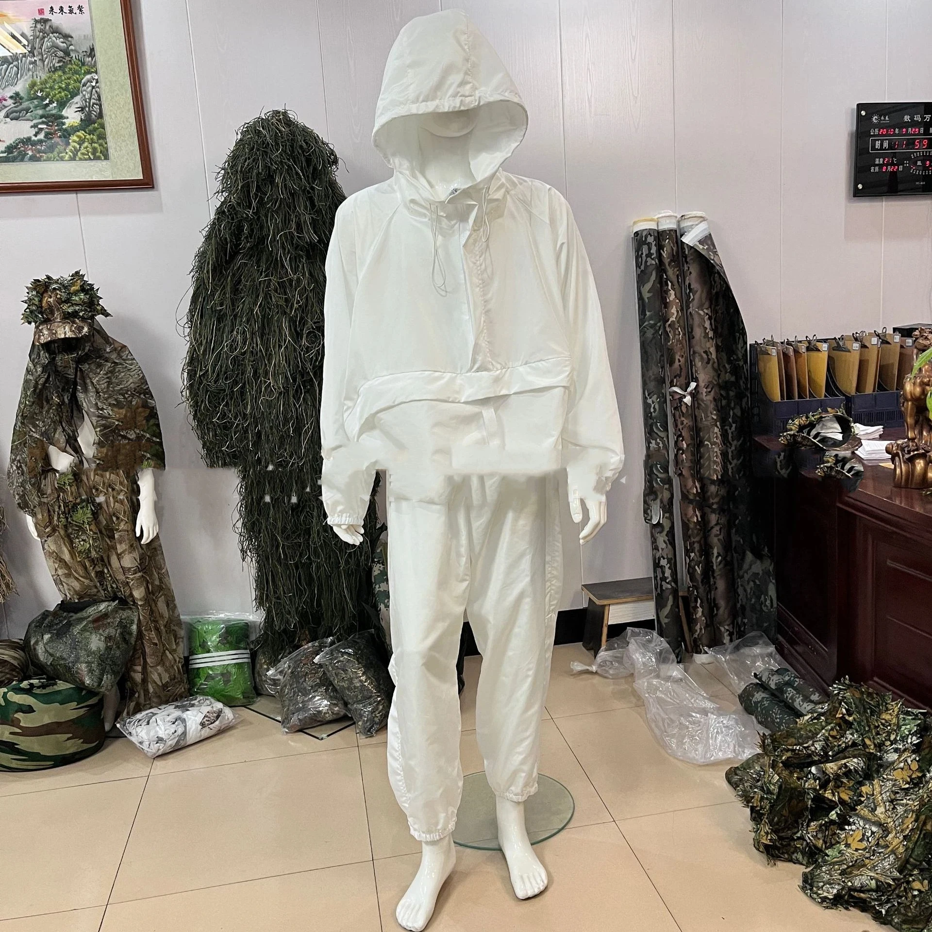 Snow Ghillie Suit Pure White Snow Ski Camouflage Suit Hunting Bird Watching Ghillie Suit