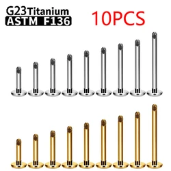 10pcs G23 Titanium Piercing labret Stud Earrings Rod External thread wholesale Ear Lips Nose Piercing Jewelry Accessories