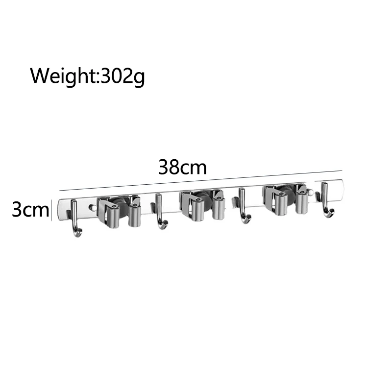 Stainless Steel Wall-Mounted Mop Rack Stylish and Simple Hole-Free Wall-Mounted Storage Clip