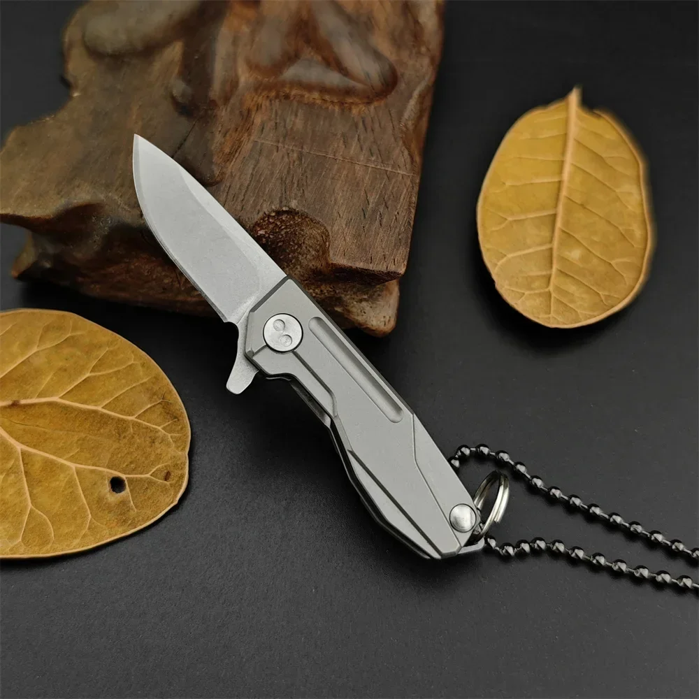 

Mini Mechanical D2 Steel Blade Titanium Alloy Handle knife Wilderness Survival Folding Knife Tactical Camping EDC Tool