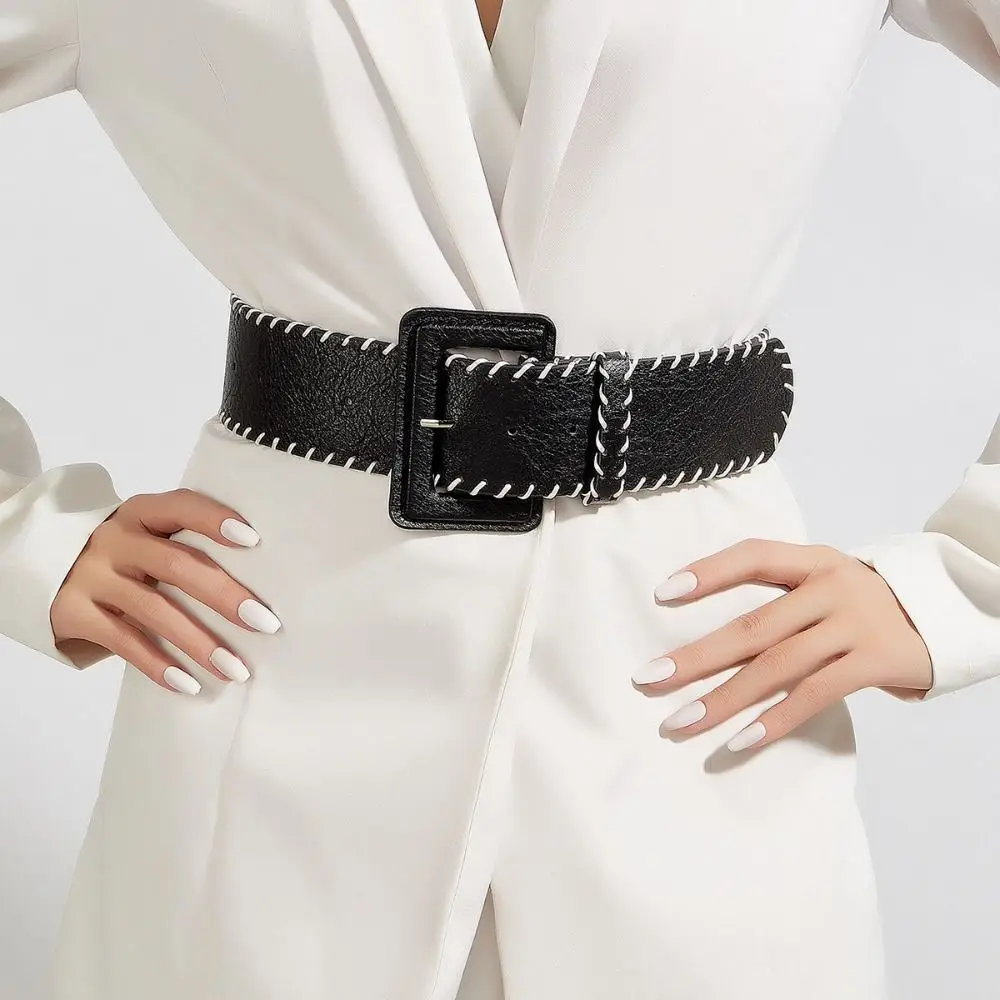 

Повседневный корейский стиль из искусственной кожи пояс Harajuku для похудения винтажный широкий ремень винтажный ретро западный ковбойский ремень женский