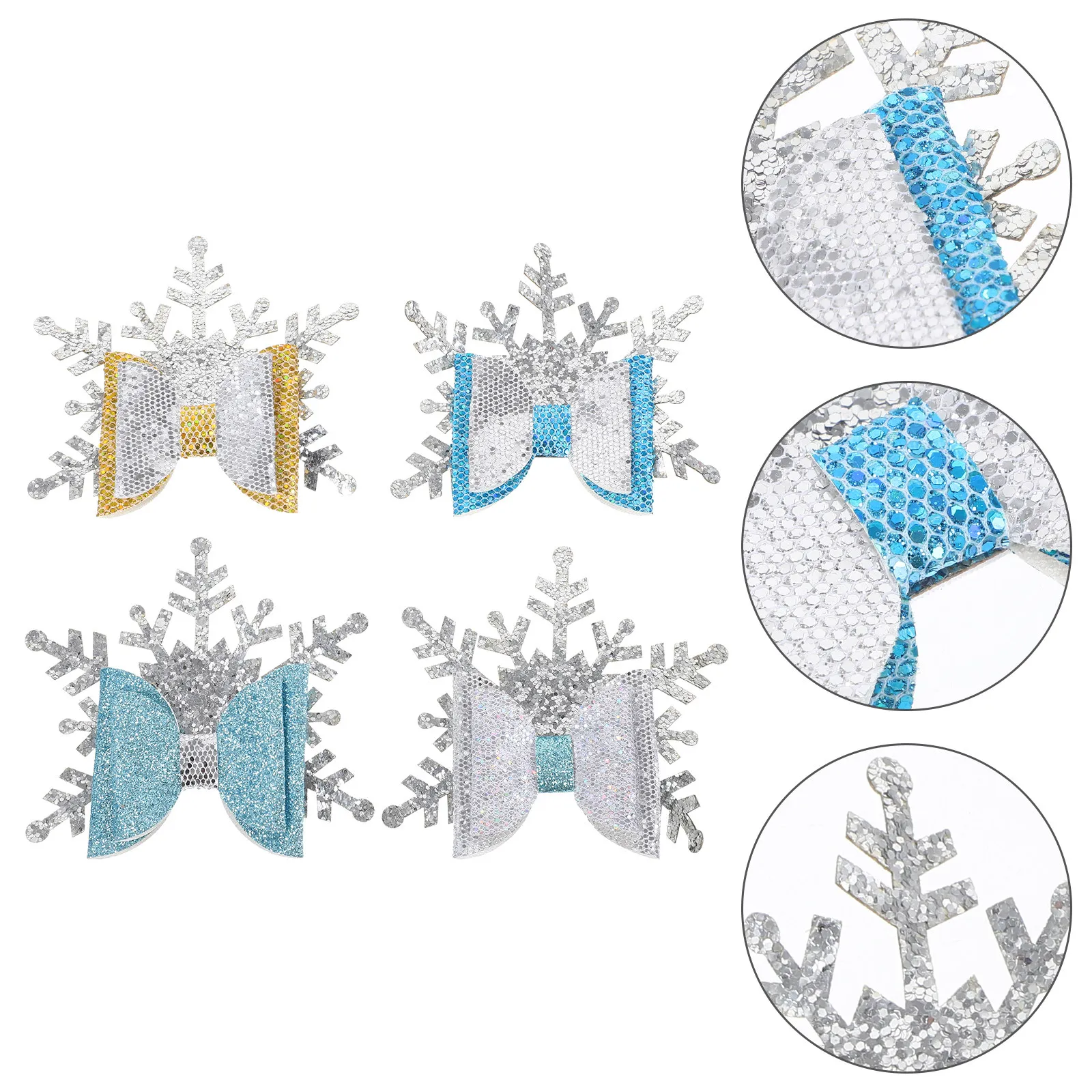

4Pcs Christmas Hair Clips for Kids Girls Snowflake Bowknot Design Festive Party Birthday Holiday School Daily Wear Fashion